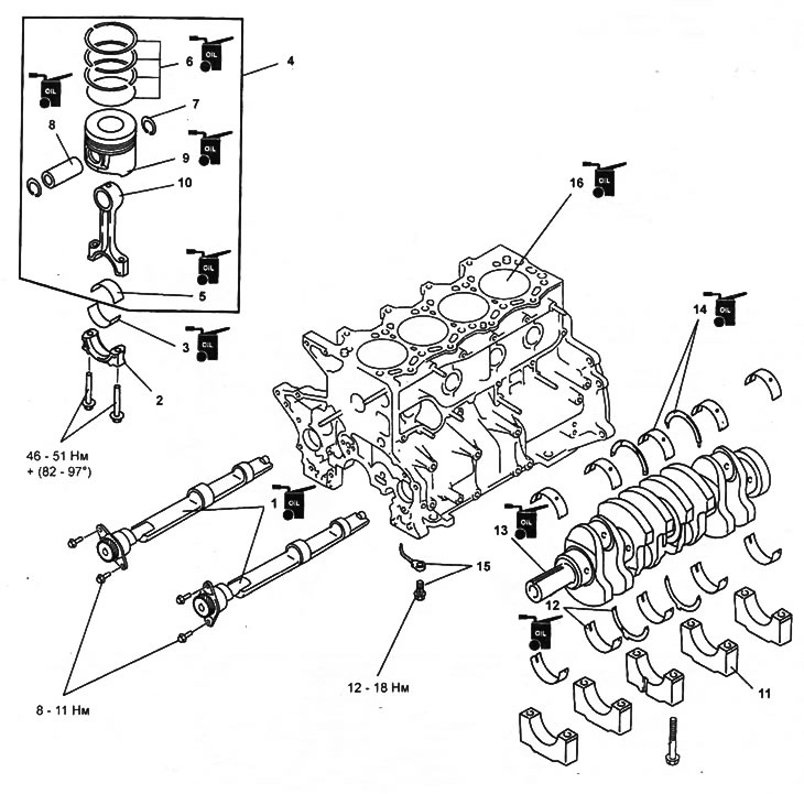 Разборка и сборка блока цилиндров.