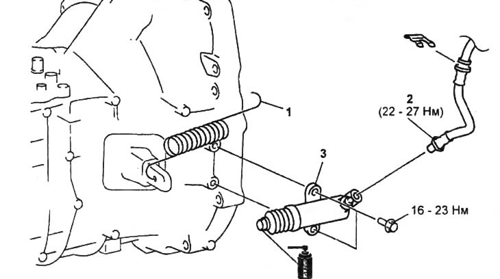 Снятие и установка рабочего цилиндра сцепления.