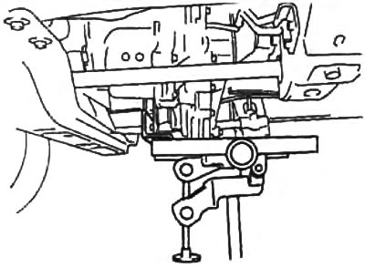 2. Поддомкратьте раздаточную коробку.
