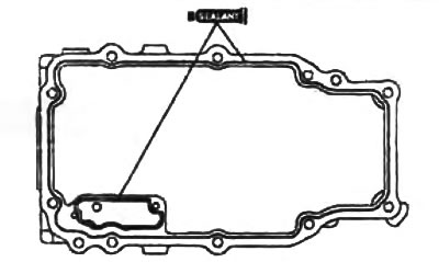 а) Нанесите герметик на контактную поверхность верхней крышки, как показано на рисунке.