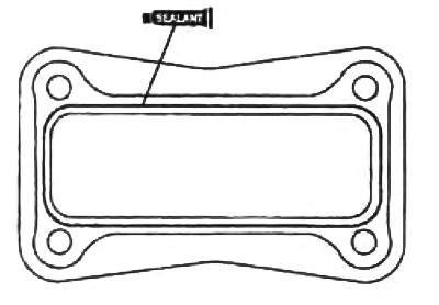 а) Нанесите герметик на контактную поверхность уплотнительной крышки, как показано на рисунке.