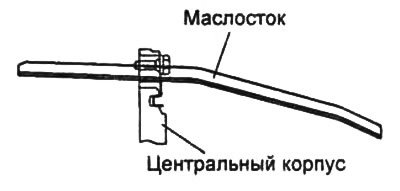 Установите маслосток на центральный корпус. При установке совместите канавки.