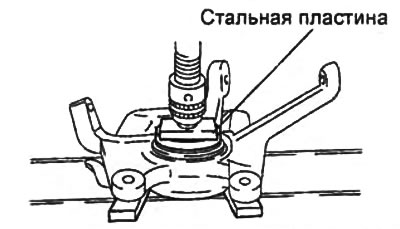 b) Using a press, mandrels and a table plate, install the seal.