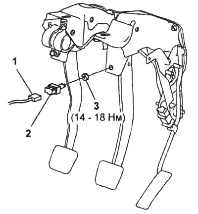 1 - разъем выключателя стоп-сигналов,