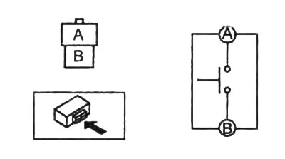 4. Убедитесь в наличии проводимости между выводами «А» и «В» выключателя стоп-сигналов при нажатой…