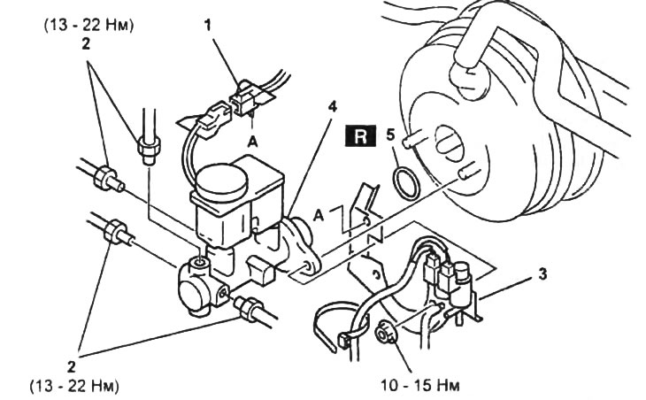 Снятие и установка главного тормозного цилиндра (Ford Ranger).