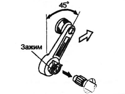 3. Полностью поднимите стекло и установите ручку стеклоподъемника, как показано на рисунке.