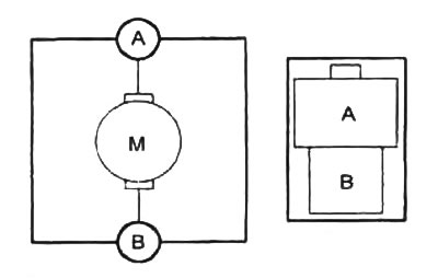 2. Подсоедините провод от положительной клеммы аккумуляторной батареи к выводу «А» разъёма…