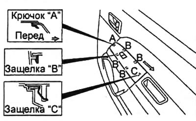 2. Нажмите на защелку «С» шлицевой отверткой обмотанной изолентой.
