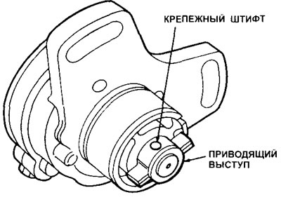 11.11 Снимите штифт, закрепляющий приводящий выступ (4-х цилиндровые модели без турбонаддува)