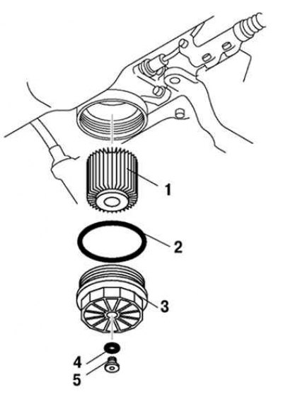 Figura. 2.203. Componentele filtrului de ulei: 1 – adaptor; 2 – inel de etanșare al capacului; 3 –…