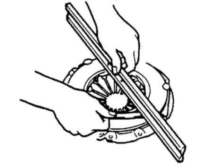 Рис. 3.15. Измерение зазора между нажимным диском и линейкой