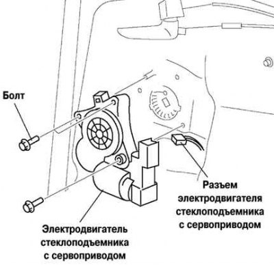 Kreslenie. 8.37. Demontáž motora elektrického ovládania okna