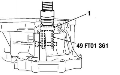 Цртање. 3.44. Уклањање спољног прстена лежаја диференцијала: 1 – прстен лежаја