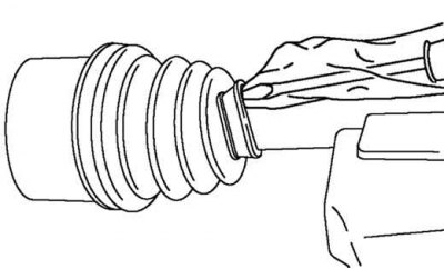 Рис. 3.155. Удаление воздуха из чехлов с помощью отвертки