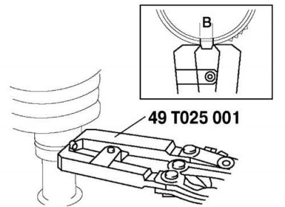 Рис. 3.158. Реглировка зазора В чехла (со стороны колеса)