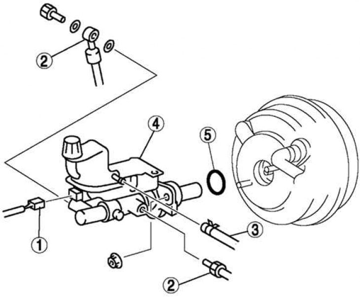 Fig. 6.21. Dismantling components of the master brake cylinder: 1 – brake fluid level sensor…