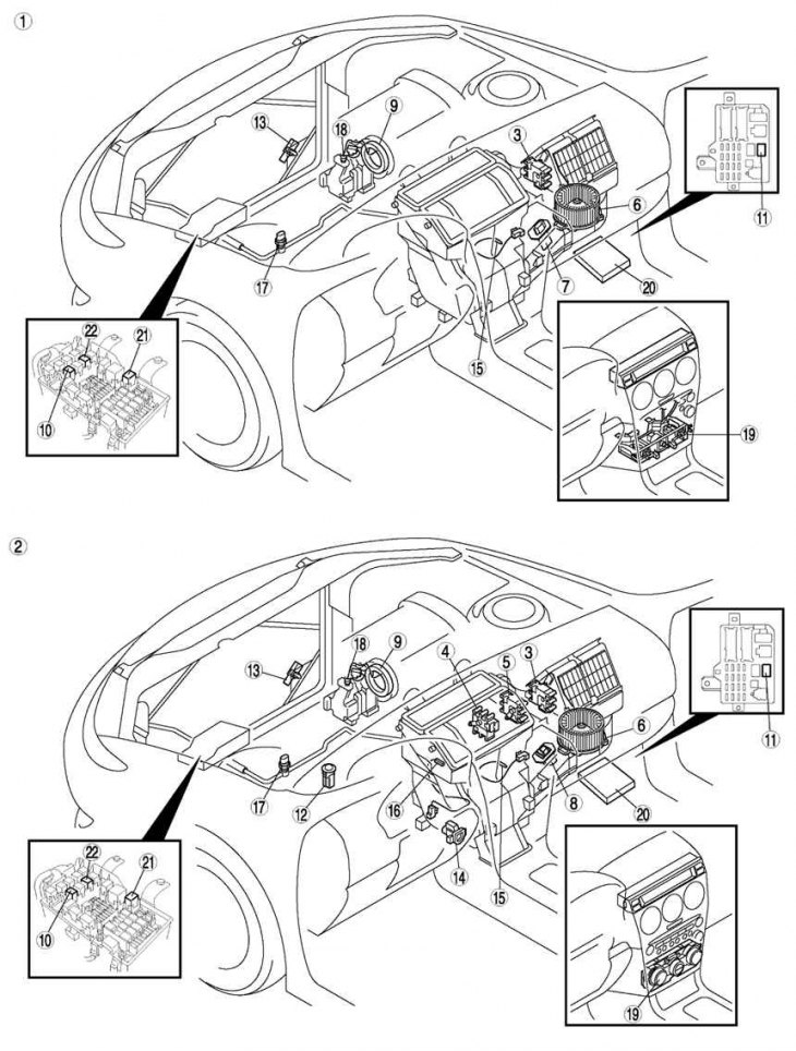 Mazda CX-7 с 2006 года система кондиционирования, отопления и вентиляции